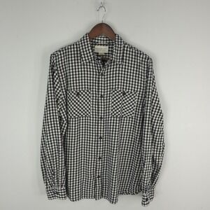 Denim & Supply Ralph Lauren Shirt Mens Large Black White Gingham Flannel Cotton